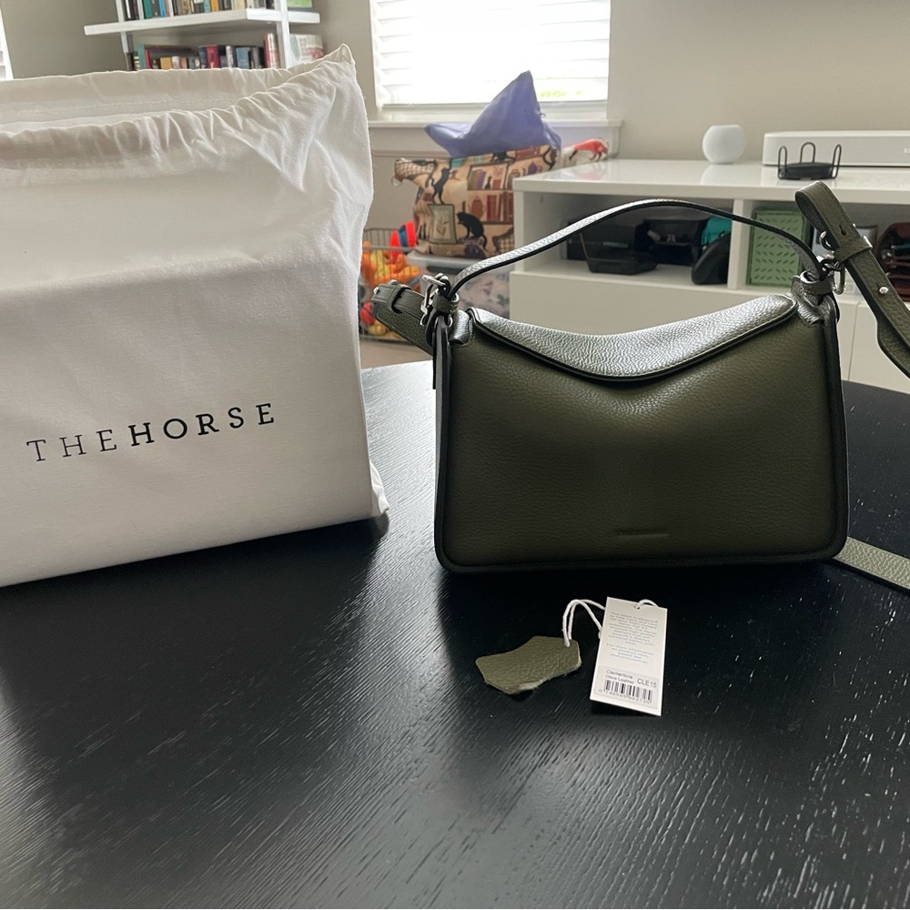 The Horse Clementine Bag in Olive Leather with Silver Hardware NWT
